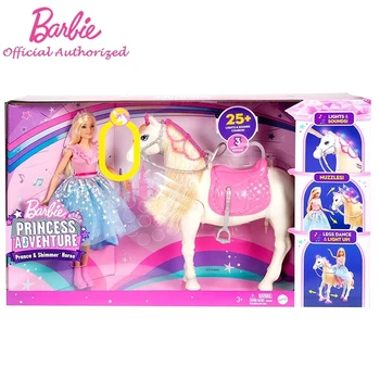 Barbie Aventura de Muñecas de la Princesa de Prance Y el Brillo de Caballo Accesorios Chico Juguete de Luces y Sonidos GML79 Playset Para Niños de Cumpleaños