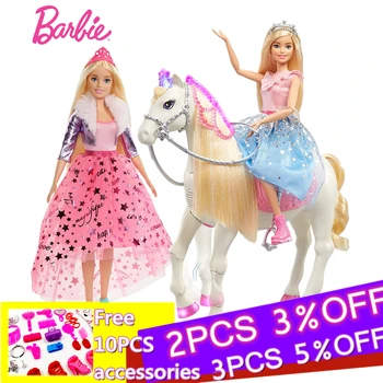 Barbie Aventura de Muñecas de la Princesa de Prance Y el Brillo de Caballo Accesorios Chico Juguete de Luces y Sonidos GML79 Playset Para Niños de Cumpleaños
