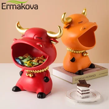 ERMAKOVA Resina Toro de la Estatua de la Escultura de la Mascota de la Decoración de la Entrada de Almacenamiento de Claves Sala de estar de la Casa de la Decoración de la fiesta de Inauguración de Año Nuevo Regalo
