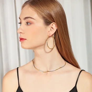 Nuevo de la Moda las Mujeres Cubanas Enlace Collar de Cadena de Acero Inoxidable Color Oro femenino Gargantilla de colar la Joyería Regalos para Él