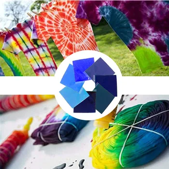 7PCS Tinte Kit DIY Vestido de Graffiti Tela Textil Pintura Colorida Ropa de Tintura Polvo de Pigmento Conjunto Azul/Púrpura