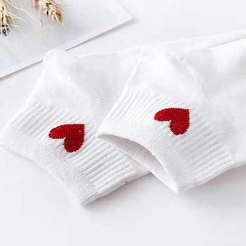 Calcetines de Mujer Corazón Impreso Todos-partido de Simple Lindo Dulce Mujer Calcetín de Alta Calidad Kawaii Suave coreano Estilo Harajuku Mujeres de Moda