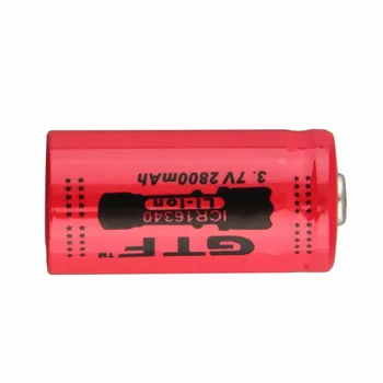 GTF 2800mAh 16340 Batería CR123A 3.7 v Rojo Recargable de Li-ion de la Batería De la luz del flash de las Baterías de litio