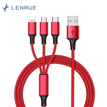 LENRUE 1.2 M de Carga Rápida Cable compatible USB de Tipo C, Android Xiaomi Huawei Samsung Altavoz con Cable 3 en 1 Cable del Cargador