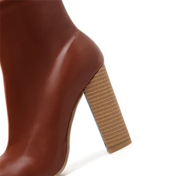 2020, Más el Tamaño de las Mujeres de Tobillo Marrón Botas de 10 cm de Tacones Altos Fetiche Stripper Otoño Botas de Baile de Espesor de Bloque Tacones Gruesos Postal de Zapatos Sexy