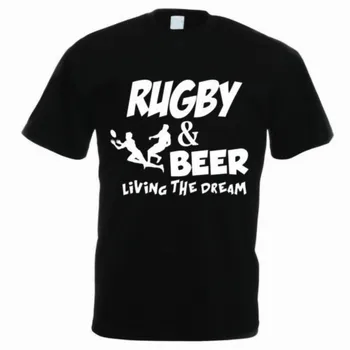 RUGBY y CERVEZA Divertida, Jugador de Rugby Deporte de Regalo Camiseta de Verano de Algodón de Manga Corta O-Cuello de los Hombres de la Camiseta de la Nueva S-3XL