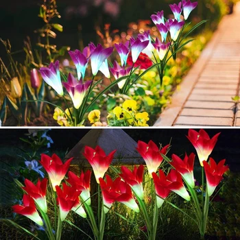 Diversos Solar Flor de Luz Calla Lily Rose LED Lámparas de Césped al aire libre Impermeable de Flash de Luces de Césped, Decoración del Jardín de Césped Paisaje de la Lámpara