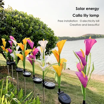 Diversos Solar Flor de Luz Calla Lily Rose LED Lámparas de Césped al aire libre Impermeable de Flash de Luces de Césped, Decoración del Jardín de Césped Paisaje de la Lámpara