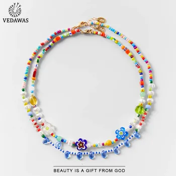 Vedawas Verano ZA Flor de la Margarita de Perlas Collar para las Mujeres Boho Lindo de la Naturaleza de la Piedra Shell Collar de Gargantilla Collar de la Moda de Regalo de navidad