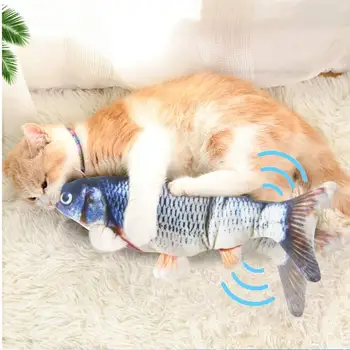 Eléctrica de los Juguetes del Gato Pescado Interactivo de Carga USB Realista en 3D de disquete de Pescado juguetes para Gatos Mascotas Cachorro de Perro Mastique Morder Juguetes para Mascotas Suministros