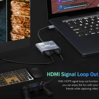 4K a 1080P USB 3.0 a HDMI-compatible con Audio de Video Juego de la Tarjeta de Captura Con Bucle de Salida de 1080p 60 Grabar a Través de RÉFLEX digital Camcorder