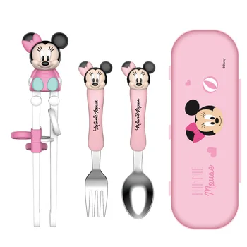 Disney los Niños de capacitación vajilla de mesa de Minnie Mickey para Niños vajilla Práctica palillos cuchara tenedor de los Niños vajilla set