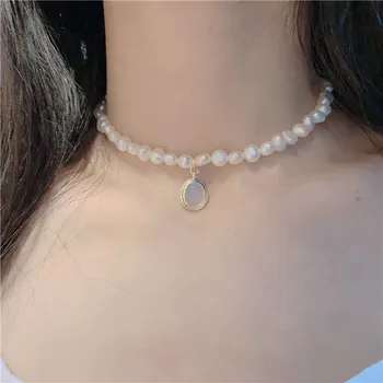 Coreano Elegante Barroco De Agua Dulce Collar De Perlas De Forma Especial Perla Moonstone Colgante Gargantilla
