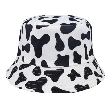 2021, Negro, Blanco Vaca de Impresión de Cubeta Sombreros para las Mujeres de los Hombres de Verano Fishman sombreros de las niñas de Viaje triste muchacho Panamá sombrero para el Sol Sombrero protector solar
