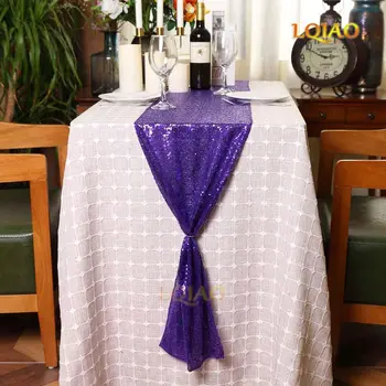 LQIAO Lentejuelas tapete de Mesa de color Púrpura-12x72inch de Brillantes Lentejuelas de Tela Rectángulo Mantel de Fiesta de la Boda de DIY, Volet, 30x180cm