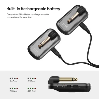 NUX B-1 LITE 2.4G Guitar Wireless System Transmitter & Receiver 4 Channels 18M Effective Range Built-in Rechargeable Battery