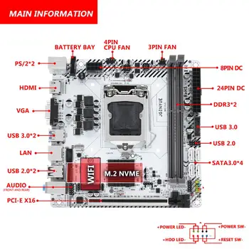 JGINYUE B85 tarjeta madre LGA 1150 conjunto de kit con Xeon E3 1220 V3 procesador DDR3 16GB 2*8G de Escritorio de la memoria Ram de la PC Mini-ITX B85I-PLUS