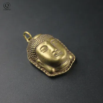 Cobre puro de Cabeza de Buda Guanyin Colgantes para Collares Bendición Regalos hechos a Mano Llaveros Colgantes Coche llaveros Colgantes de la Joyería