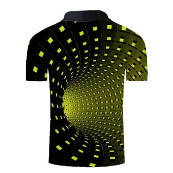 Vértigo Túnel 3D Patrón de Polo de Ropa Masculina de Moda Casual Hombres Camisas de Polo Polo Casual de la Camiseta Tops Calidad Slim Fit Camisa