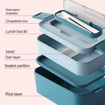Haga doble caja bento Portátil al aire libre de almacenamiento de alimentos, recipientes a Prueba de Fugas de estilo Japonés caja de Almuerzo Con Compartimiento refrigerador boxs