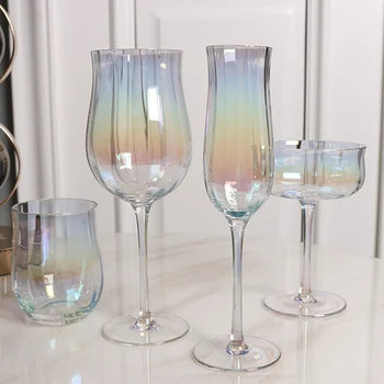 2PCS/Set Tulip Forma Libre de Plomo Cristal Cáliz Diseño de la Costilla de Vino tinto de Cóctel de Whisky Vaso de Champán Copa de Vino para Beber Ware