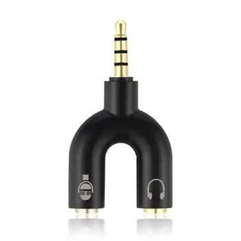 3.5 mm Divisor conector Estéreo en forma de U de Audio Estéreo de Micrófono y Auriculares Auriculares Divisor de Adaptadores para PS4 PC Portátil Auricular sobre la Oreja
