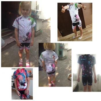 2019 Niños Pro Cycling Jersey Conjunto de Ropa Ciclismo Ciclismo Kit para el Verano de Manga Corta Transpirable de secado Rápido de Bicicletas Grils Ropa