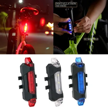 LED lámpara de Cola de Seguridad Luz de Advertencia de USB Recargable Bicicleta de Montaña Bicicleta de Luz de la Bicicleta Impermeable Posterior de la luz trasera Accesorios