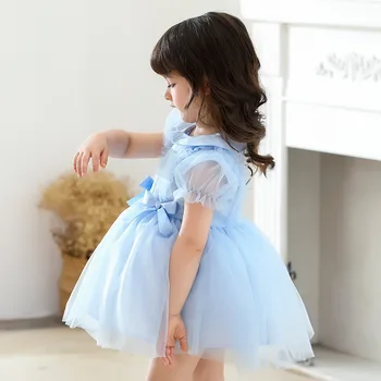 21 de Verano de las Niñas española de Vestidos de Bebé de Algodón de Malla de Color Sólido Pricess Vestidos de Ropa infantil de Fiesta Estilo