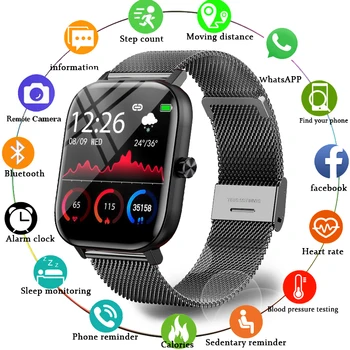 LIGE Nueva Bluetooth Llamar a los Hombres Reloj Inteligente Mujeres Táctil Completa de Fitness Tracker Monitor de Presión Arterial de las Mujeres Smartwatch Para IOS, Android