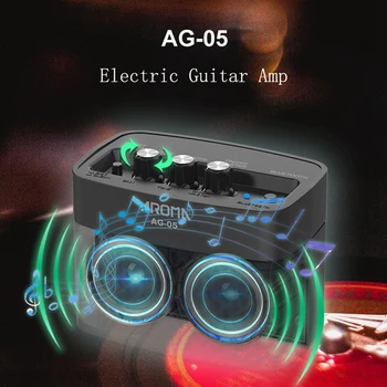 AROMA AG-05 Bluetooth Guitarra Eléctrica Amplificador Amplificador de 5W de Salida Estéreo de la Distorsión de la Ganancia de Control de Tono de 3,5 mm de Monitoreo