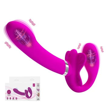 Strapless Strap-on Dildo Vibradores para Mujeres el Doble de cabezas de Vibrador Pene Lesbianas Juguetes Eróticos para Adultos, Juguetes Sexuales para Parejas