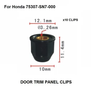 X10 OE#75307-SN7-000 Para Honda Moldeo Tuerca Con Inserto de Latón M4-0.7 12 mm Brida OD / Nylon Clip de Retención