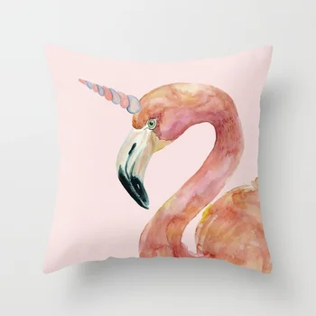 Pink Flamingo Tirar funda de Almohada de Flores Tropicales Plantas Fundas de cojines para el Sofá de su Casa Silla Fundas de almohada Decorativa
