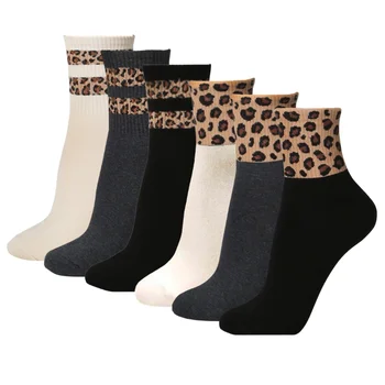 RMSWEETYIL Cheetah de Leopardo de Impresión de los Calcetines de las Mujeres de Animales Divertidos Patrón de la Raya Lindo Novedad de Algodón de las Señoras de las Niñas Vestido Casual calcetines de Tobillo