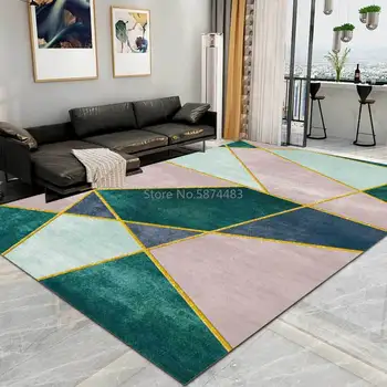 200*300 cm de la moda Nórdica minimalista ins rosa verde golpeó el color de oro de costura, cocina comedor dormitorio cabecera de la alfombra estera en el piso