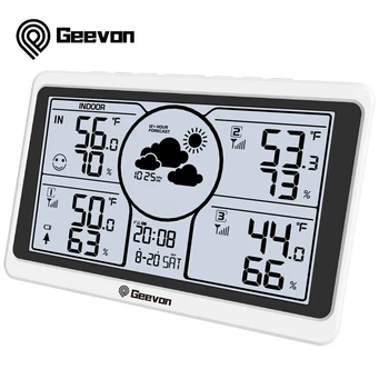 Geevon LED Digital Repetición de Escritorio, Relojes de Temperatura Y Medidor de Humedad de Interior de la Estación Meteorológica de la Tabla de Reloj de Alarma de Tiempo de Reloj