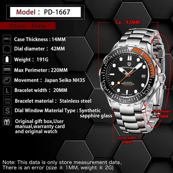 NUEVO PAGANI DISEÑO 007 Relojes de hombre de la Marca de relojes de Lujo de los Hombres reloj de Pulsera sumergible Japón NH35 Reloj de los Hombres de Negocios Reloj de 100M Diver