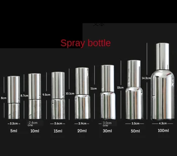 5-100ml de Alto grado de Galvanoplastia de Plata Cosméticos Sub-botella de Cristal del Aceite Esencial de la Botella de la Loción de Prensa de la Botella de la Botella de Spray