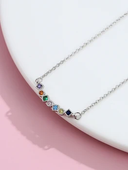 LEKANI 925 Collar de la Plata Esterlina Para las Mujeres carita de Diseño Colgante de Collares arco iris Exquisita Circón Joyería de la Venta Caliente de Regalo