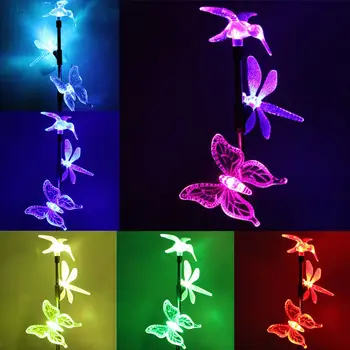 1pc/ 2pcs de Energía Solar de Jardín al aire libre LED de la Libélula Mariposa Colibrí del Césped de la Lámpara del Partido de la Decoración de Navidad Luces QP2