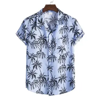 Verano 2021 Hombres de la Playa de la Camisa de Manga Corta de Impresión Floral de Estilo Hawaiano de Playa Casual Camisa de secado Rápido de Gran tamaño de los Hombres Camisa de Vacaciones