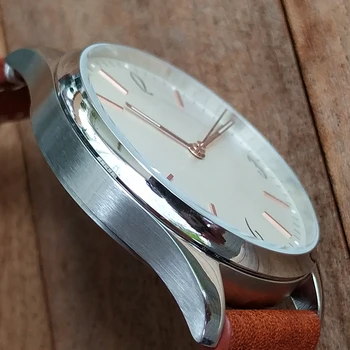 Reloj para los Hombres VH31 Segundo Barrido Puntero Simple de Cuero Genuino Reloj de Cuarzo 40mm