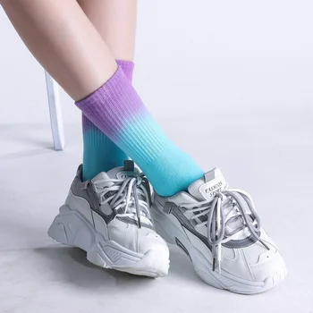 Calcetines de moda del tinte del lazo de baloncesto de los deportes de skate calcetines hip hop Par de arco iris de Hombres, Mujeres felices alta tendencia calcetines de Algodón Hit de ventas