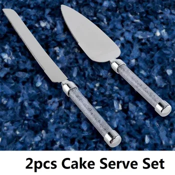 Pala de diamante de cristal de acero inoxidable de comida occidental hoja de cuchillo de dos piezas cuchillo y tenedor pastel cuchillo pala SaZhiShi cuchillo