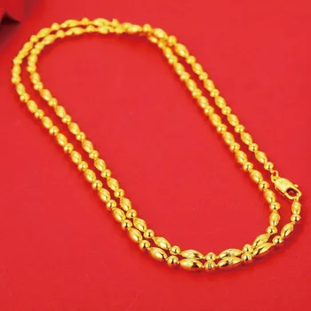 MxGxFam ( 80 cm x 4 mm ) de Largo Perlas Collares para Hombres, Mujeres 24 k Oro Puro de Color de Moda de la Joyería Libre de Níquel
