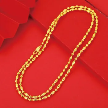 MxGxFam ( 80 cm x 4 mm ) de Largo Perlas Collares para Hombres, Mujeres 24 k Oro Puro de Color de Moda de la Joyería Libre de Níquel