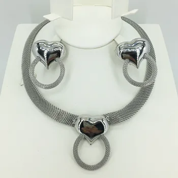 Joyería de moda mujer de sistema de la joyería del collar de los pendientes colgante romántico de la joyería de la joyería de la boda del partido de la joyería de viaje