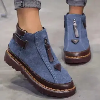 2020 nuevos Botines zapatos de las mujeres de la moda de gancho y lazo sólido de otoño de la plataforma zapatos de mujer botas de tobillo de las señoras zapatos botas mujer