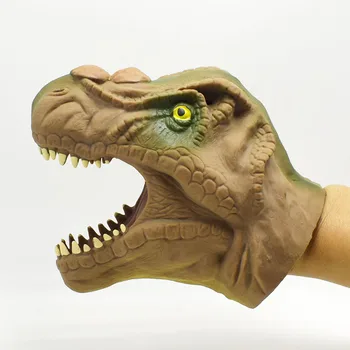 Marrón suave Dinosaurio Títere de Mano Cabeza de Animal Tyrannosaurus rex Títere de Mano Figura Juguetes Guantes de los Niños de Juguete Modelo de Regalo